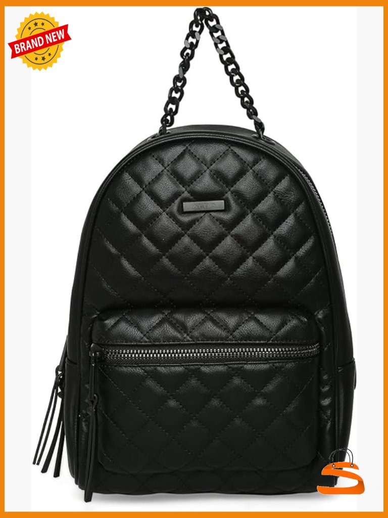 Faux Leather Daypack Backpack, Medium, 2 Compartments